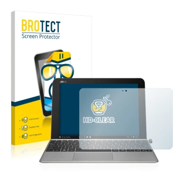 Vorderseite einer Produktverpackung mit dem Markenlogo BROTECT. Daneben ist das Gerät ASUS Transformer Mini T102HA mit dem zug