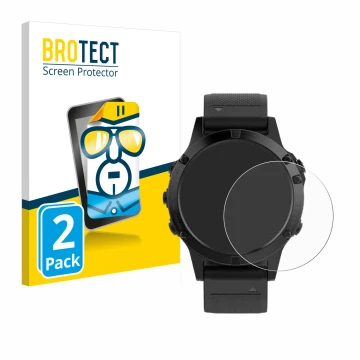 Vorderseite einer Produktverpackung mit dem Markenlogo BROTECT. Daneben ist das Gerät Garmin Fenix 5 (47 mm) mit dem zugehörig