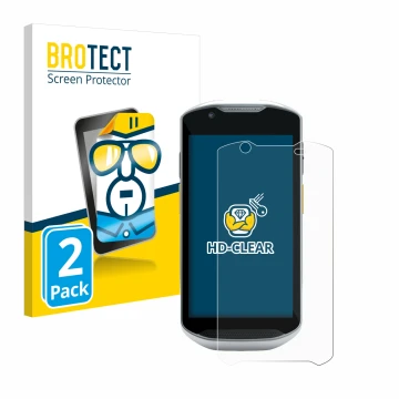 Vorderseite einer Produktverpackung mit dem Markenlogo BROTECT. Daneben ist das Gerät Zebra TC56 mit dem zugehörigen Displaysc