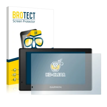 Vorderseite einer Produktverpackung mit dem Markenlogo BROTECT. Daneben ist das Gerät Garmin DriveSmart 51 LMT-D mit dem zugeh