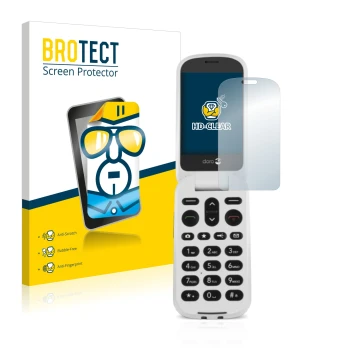 Vorderseite einer Produktverpackung mit dem Markenlogo BROTECT. Daneben ist das Gerät Doro 6050 mit dem zugehörigen Displaysch