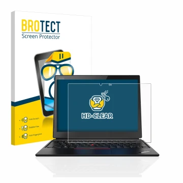 Vorderseite einer Produktverpackung mit dem Markenlogo BROTECT. Daneben ist das Gerät Lenovo ThinkPad X1 Yoga (1. Gen.) mit de