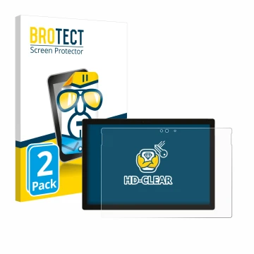 Vorderseite einer Produktverpackung mit dem Markenlogo BROTECT. Daneben ist das Gerät Microsoft Surface Pro 5 2017 mit dem zug