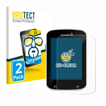 Vorderseite einer Produktverpackung mit dem Markenlogo BROTECT. Daneben ist das Gerät Garmin Edge Explore 820 mit dem zugehöri