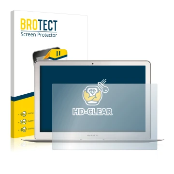 Vorderseite einer Produktverpackung mit dem Markenlogo BROTECT. Daneben ist das Gerät Apple MacBook Air 13