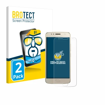 Vorderseite einer Produktverpackung mit dem Markenlogo BROTECT. Daneben ist das Gerät Motorola Moto G5S mit dem zugehörigen Di