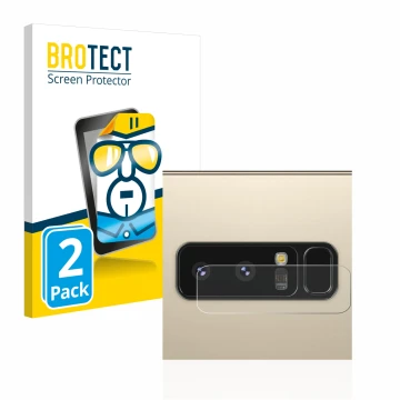 Vorderseite einer Produktverpackung mit dem Markenlogo BROTECT. Daneben ist das Gerät Samsung Galaxy Note 8 (NUR Kameraschutz)