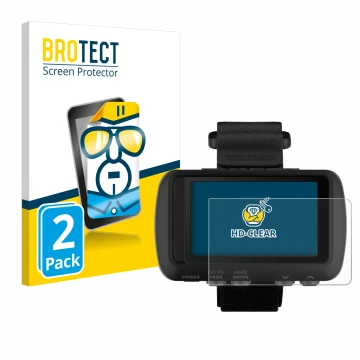 Vorderseite einer Produktverpackung mit dem Markenlogo BROTECT. Daneben ist das Gerät Garmin Foretrex 601 mit dem zugehörigen 