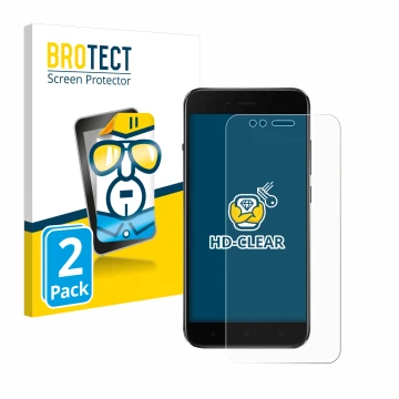 Vorderseite einer Produktverpackung mit dem Markenlogo BROTECT. Daneben ist das Gerät Xiaomi Mi A1 mit dem zugehörigen Display
