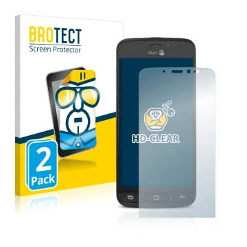 Vorderseite einer Produktverpackung mit dem Markenlogo BROTECT. Daneben ist das Gerät Doro 8040 mit dem zugehörigen Displaysch