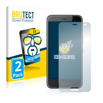 Vorderseite einer Produktverpackung mit dem Markenlogo BROTECT. Daneben ist das Gerät HTC U11 Life mit dem zugehörigen Display