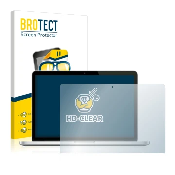 Vorderseite einer Produktverpackung mit dem Markenlogo BROTECT. Daneben ist das Gerät Apple MacBook Pro Retina 13