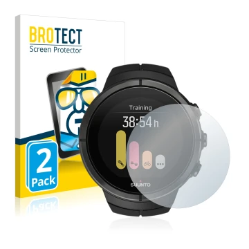 Vorderseite einer Produktverpackung mit dem Markenlogo BROTECT. Daneben ist das Gerät Suunto Spartan Ultra mit dem zugehörigen
