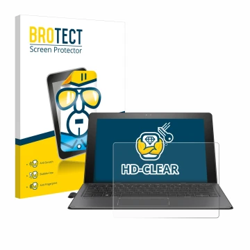 Vorderseite einer Produktverpackung mit dem Markenlogo BROTECT. Daneben ist das Gerät HP Pro x2 612 G2 mit dem zugehörigen Dis