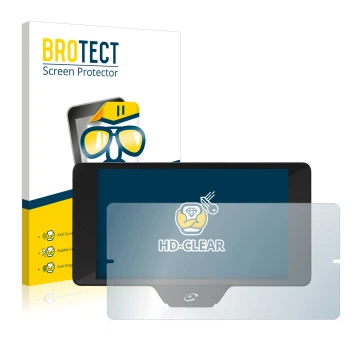 Vorderseite einer Produktverpackung mit dem Markenlogo BROTECT. Daneben ist das Gerät Coyote Nav+ 2017 mit dem zugehörigen Dis