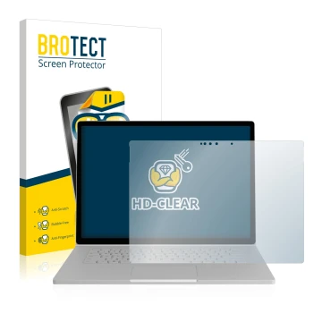 Vorderseite einer Produktverpackung mit dem Markenlogo BROTECT. Daneben ist das Gerät Microsoft Surface Book 2 15