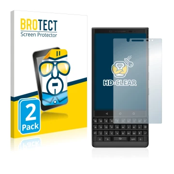 Vorderseite einer Produktverpackung mit dem Markenlogo BROTECT. Daneben ist das Gerät BlackBerry Key2 mit dem zugehörigen Disp