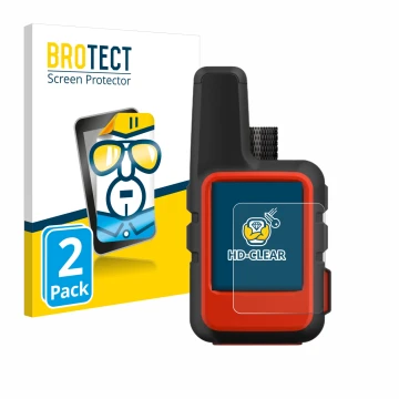 Vorderseite einer Produktverpackung mit dem Markenlogo BROTECT. Daneben ist das Gerät Garmin inReach Mini mit dem zugehörigen 