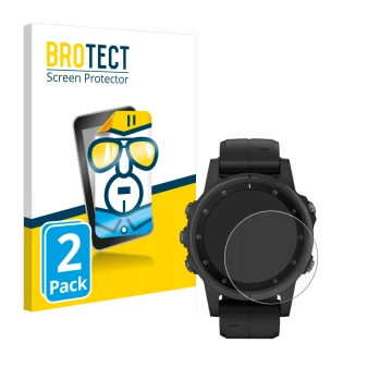 Vorderseite einer Produktverpackung mit dem Markenlogo BROTECT. Daneben ist das Gerät Garmin Fenix 5S Plus (42 mm) mit dem zug
