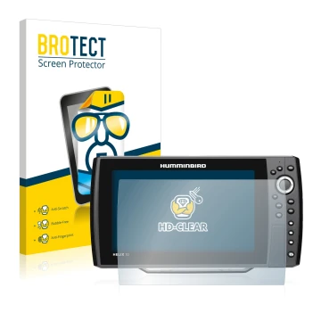 Vorderseite einer Produktverpackung mit dem Markenlogo BROTECT. Daneben ist das Gerät Humminbird Helix 10 mit dem zugehörigen 
