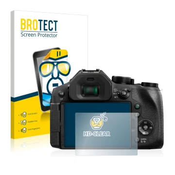 Vorderseite einer Produktverpackung mit dem Markenlogo BROTECT. Daneben ist das Gerät Panasonic Lumix DMC-FZ330 mit dem zugehö