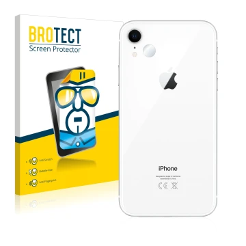 Vorderseite einer Produktverpackung mit dem Markenlogo BROTECT. Daneben ist das Gerät Apple iPhone XR (NUR Kameraschutz) mit d