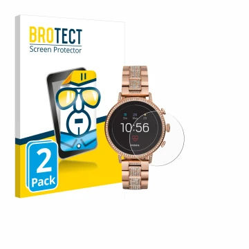 Vorderseite einer Produktverpackung mit dem Markenlogo BROTECT. Daneben ist das Gerät Fossil Q Venture HR (4.Gen) mit dem zuge