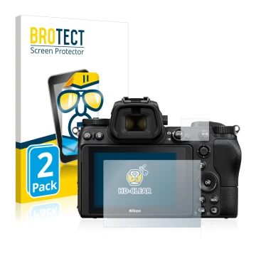 Vorderseite einer Produktverpackung mit dem Markenlogo BROTECT. Daneben ist das Gerät Nikon Z 7 mit dem zugehörigen Displaysch