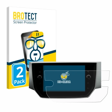 Vorderseite einer Produktverpackung mit dem Markenlogo BROTECT. Daneben ist das Gerät Seat Ibiza Media System Pro 8