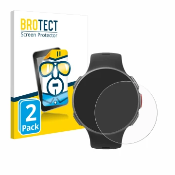 Vorderseite einer Produktverpackung mit dem Markenlogo BROTECT. Daneben ist das Gerät Polar Vantage V mit dem zugehörigen Disp