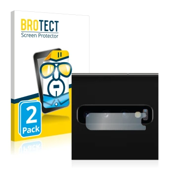 Vorderseite einer Produktverpackung mit dem Markenlogo BROTECT. Daneben ist das Gerät Samsung Galaxy S10 (NUR Kameraschutz) mi