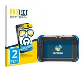 Vorderseite einer Produktverpackung mit dem Markenlogo BROTECT. Daneben ist das Gerät Vtech Storio Max XL 2.0 mit dem zugehöri