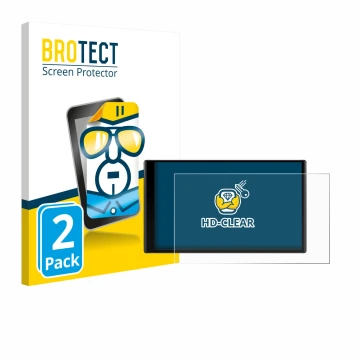 Vorderseite einer Produktverpackung mit dem Markenlogo BROTECT. Daneben ist das Gerät Garmin DriveTrack 71 mit dem zugehörigen