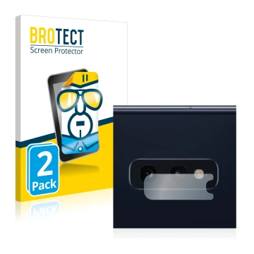Vorderseite einer Produktverpackung mit dem Markenlogo BROTECT. Daneben ist das Gerät Samsung Galaxy S10e (NUR Kameraschutz) m