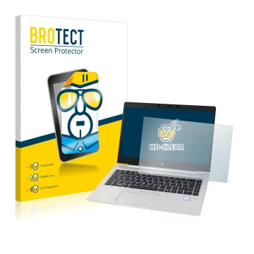 Vorderseite einer Produktverpackung mit dem Markenlogo BROTECT. Daneben ist das Gerät HP EliteBook 830 G5 Non-Touch mit dem zu