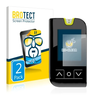 Vorderseite einer Produktverpackung mit dem Markenlogo BROTECT. Daneben ist das Gerät Mylife Unio Neva mit dem zugehörigen Dis