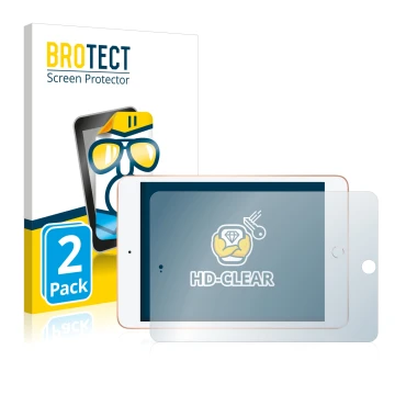 Vorderseite einer Produktverpackung mit dem Markenlogo BROTECT. Daneben ist das Gerät Apple iPad Mini 5 2019 (im Querformat, 5