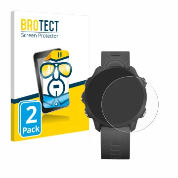 Vorderseite einer Produktverpackung mit dem Markenlogo BROTECT. Daneben ist das Gerät Garmin Forerunner 245 Music mit dem zuge