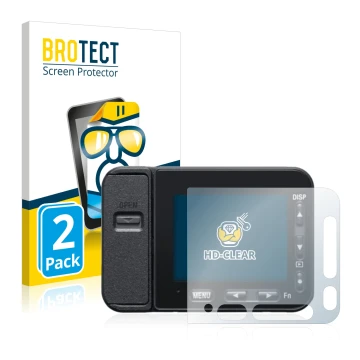 Vorderseite einer Produktverpackung mit dem Markenlogo BROTECT. Daneben ist das Gerät Sony DSC-RX0M2 (RX0 II) mit dem zugehöri