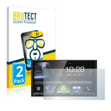 Vorderseite einer Produktverpackung mit dem Markenlogo BROTECT. Daneben ist das Gerät Kenwood DMX7017DABS mit dem zugehörigen 
