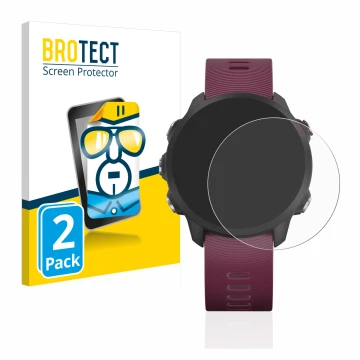 Vorderseite einer Produktverpackung mit dem Markenlogo BROTECT. Daneben ist das Gerät Garmin Forerunner 245 mit dem zugehörige
