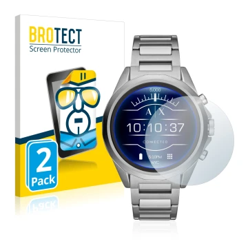 Vorderseite einer Produktverpackung mit dem Markenlogo BROTECT. Daneben ist das Gerät Emporio Armani Connected Exchange AXT200