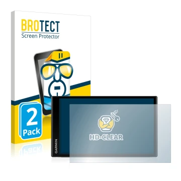 Vorderseite einer Produktverpackung mit dem Markenlogo BROTECT. Daneben ist das Gerät Garmin Camper 780 mit dem zugehörigen Di