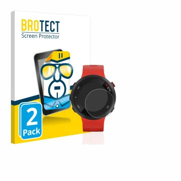Vorderseite einer Produktverpackung mit dem Markenlogo BROTECT. Daneben ist das Gerät Garmin Forerunner 45 mit dem zugehörigen