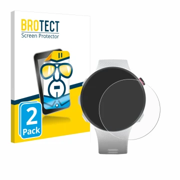 Vorderseite einer Produktverpackung mit dem Markenlogo BROTECT. Daneben ist das Gerät Garmin Forerunner 45S mit dem zugehörige