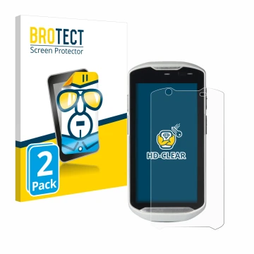 Vorderseite einer Produktverpackung mit dem Markenlogo BROTECT. Daneben ist das Gerät Zebra TC52-HC mit dem zugehörigen Displa