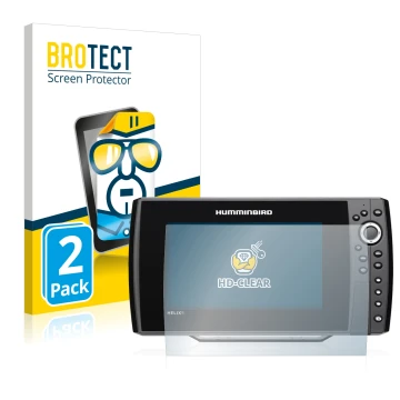 Vorderseite einer Produktverpackung mit dem Markenlogo BROTECT. Daneben ist das Gerät Humminbird Helix 9 G3N mit dem zugehörig