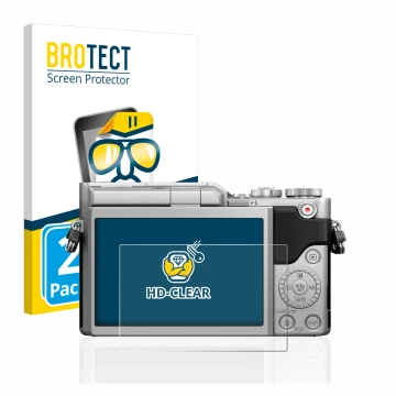 Vorderseite einer Produktverpackung mit dem Markenlogo BROTECT. Daneben ist das Gerät Panasonic Lumix DC-GX880 mit dem zugehör
