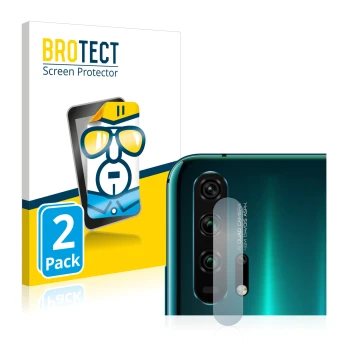 Vorderseite einer Produktverpackung mit dem Markenlogo BROTECT. Daneben ist das Gerät Honor 20 Pro (NUR Kameraschutz) mit dem 