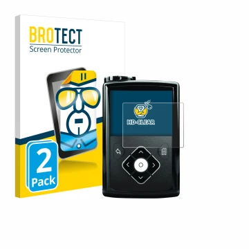 Vorderseite einer Produktverpackung mit dem Markenlogo BROTECT. Daneben ist das Gerät Medtronic Minimed 640G mit dem zugehörig